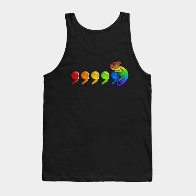 Comma Chameleon - rainbow Tank Top by Bowl of Surreal